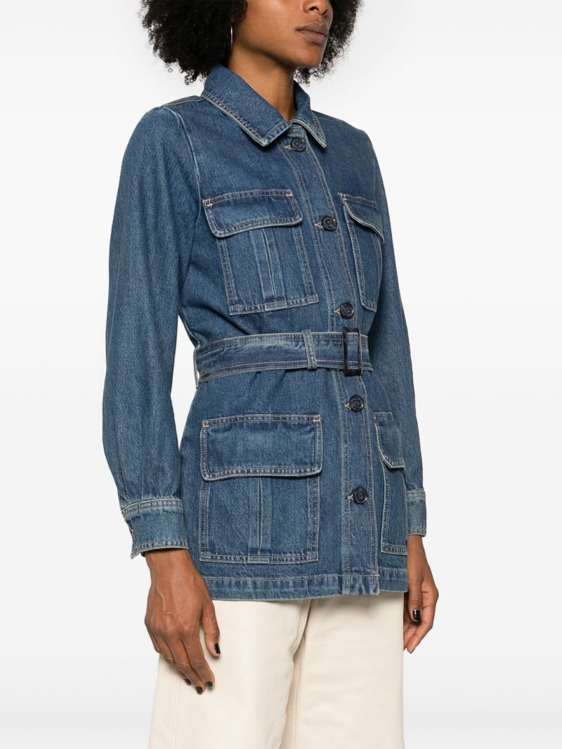 Blue Safari Belted Denim Jacket