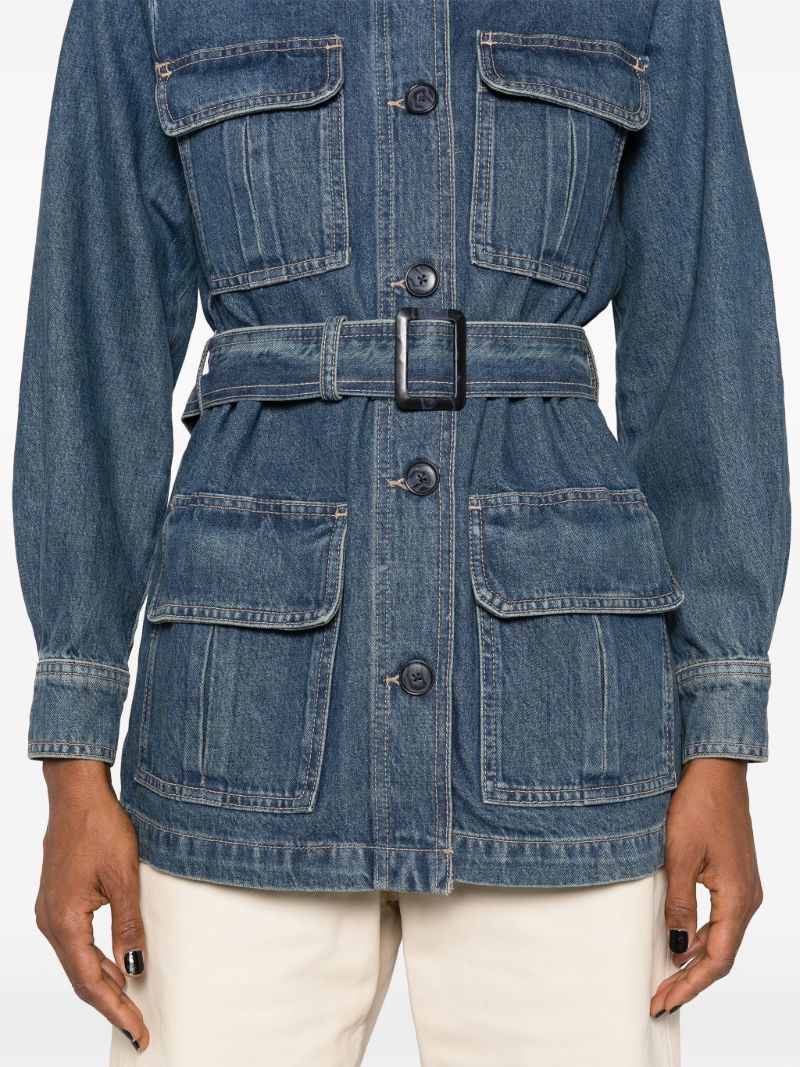 Blue Safari Belted Denim Jacket