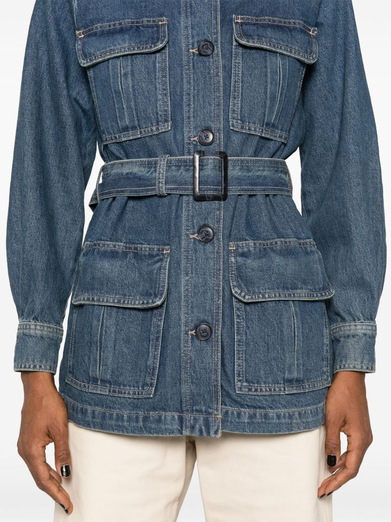 Blue Safari Belted Denim Jacket