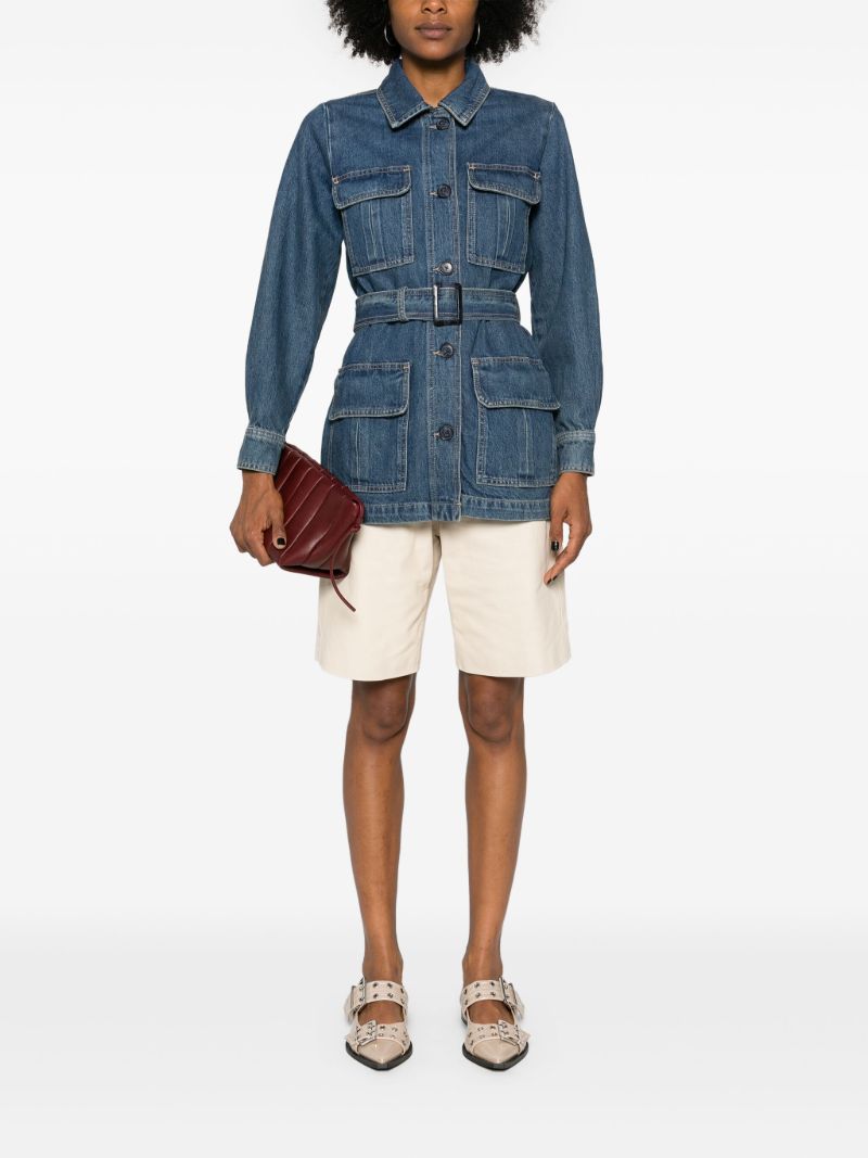 Blue Safari Belted Denim Jacket