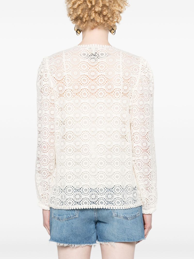 White Guipure Lace Cotton Blouse