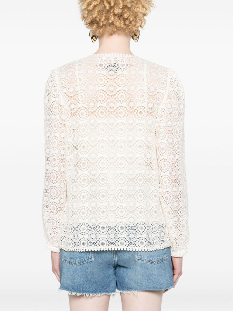 White Guipure Lace Cotton Blouse
