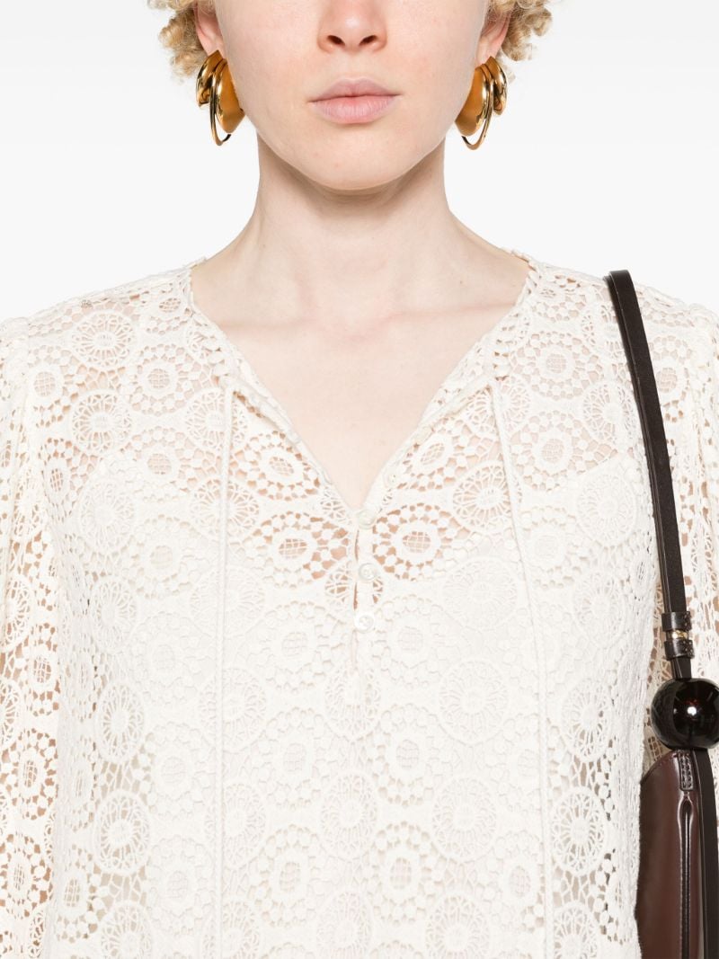 White Guipure Lace Cotton Blouse