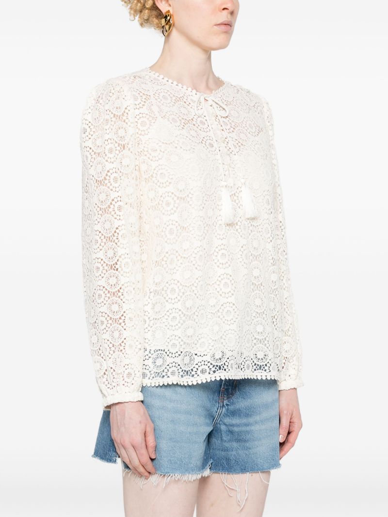 White Guipure Lace Cotton Blouse