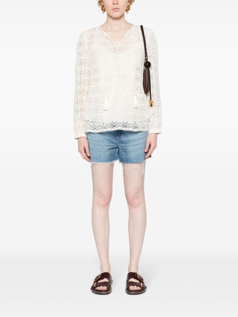 White Guipure Lace Cotton Blouse