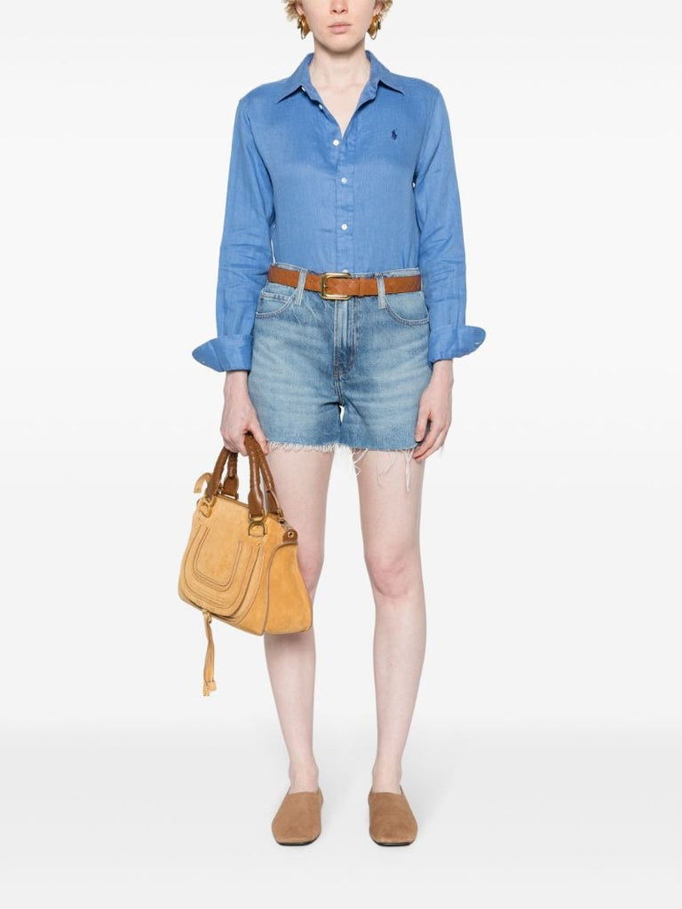 Blue High-rise Denim Shorts