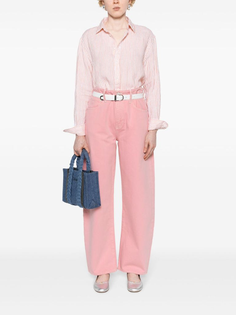 Pink Long Barrel Tapered Jeans