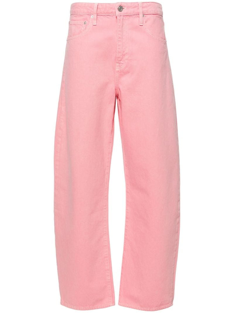 Pink Long Barrel Tapered Jeans