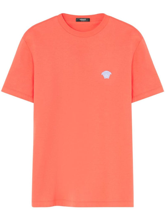 Orange Medusa-embroidered Cotton T-shirt
