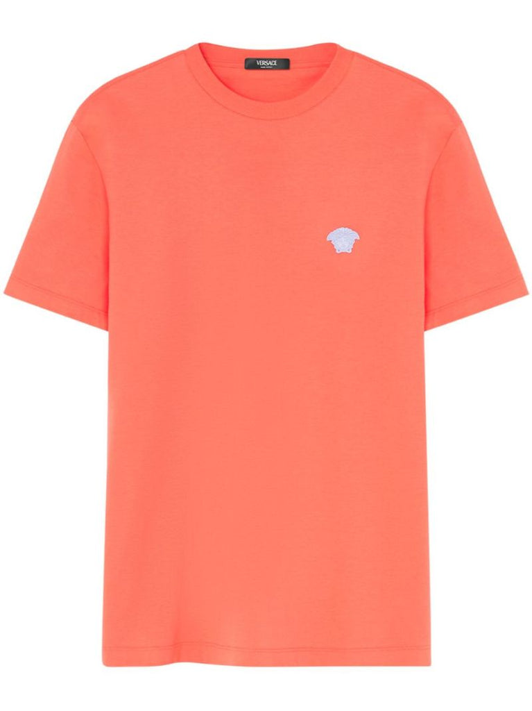 Orange Medusa-embroidered Cotton T-shirt