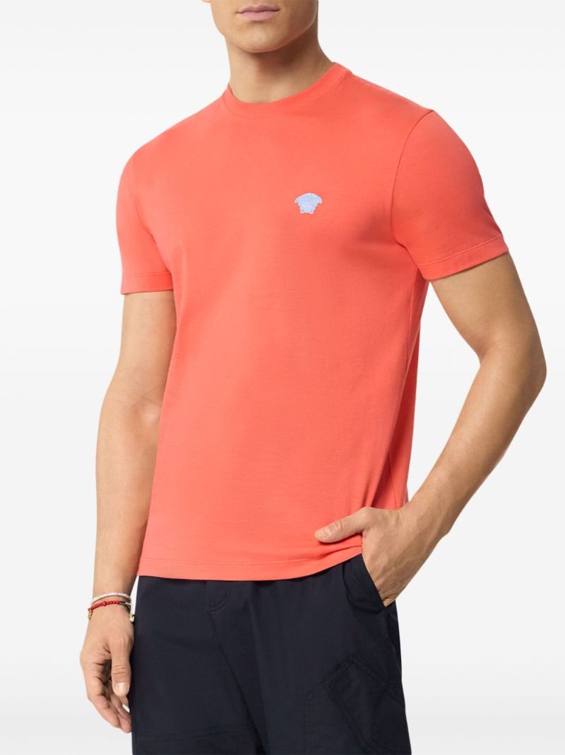 Orange Medusa-embroidered Cotton T-shirt