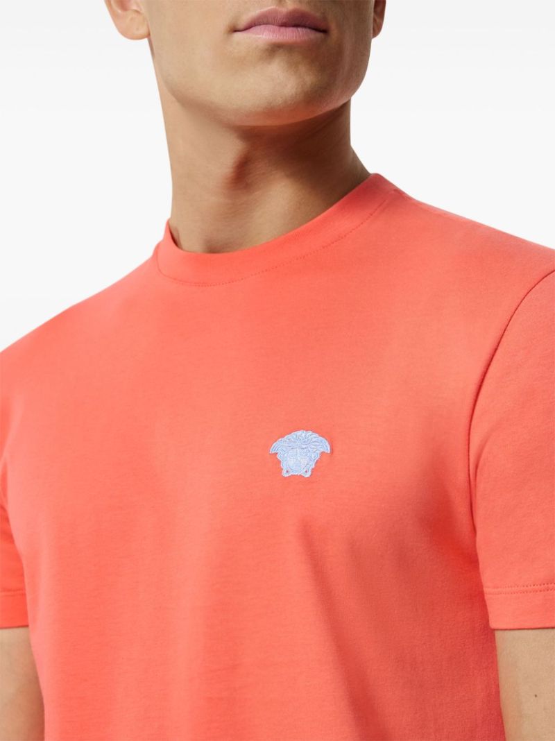 Orange Medusa-embroidered Cotton T-shirt