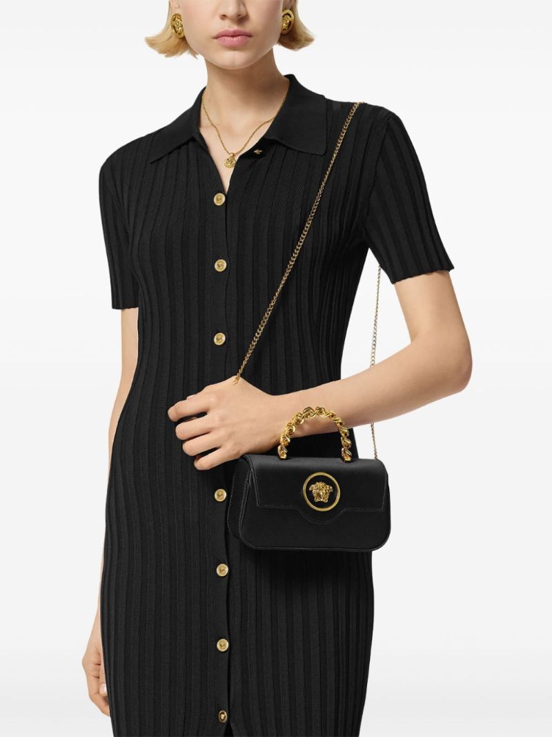 Black La Medusa Mini Satin Tote Bag