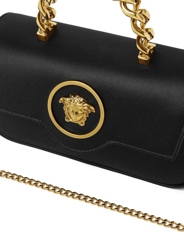 Black La Medusa Mini Satin Tote Bag