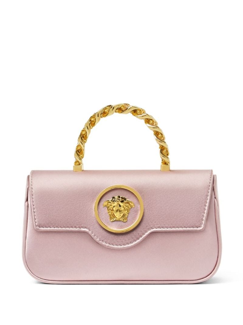 Pink La Medusa Mini Satin Tote Bag