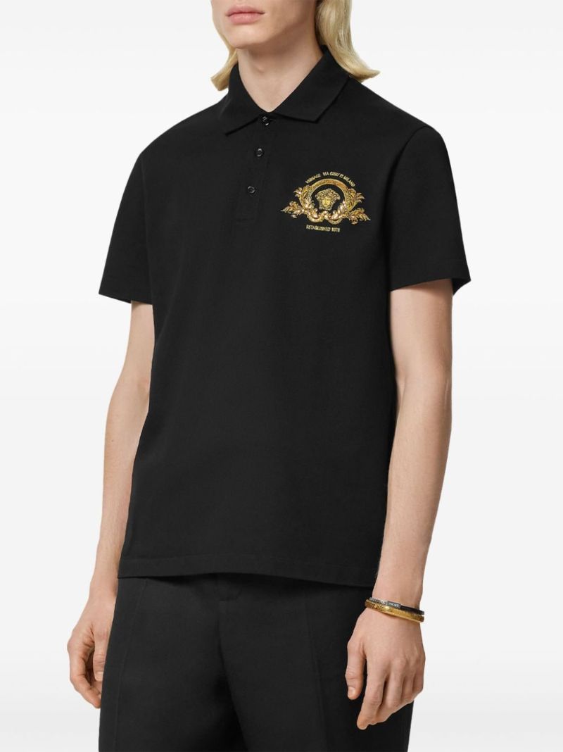 Black Coupe Blason-embroidered Cotton Polo Shirt