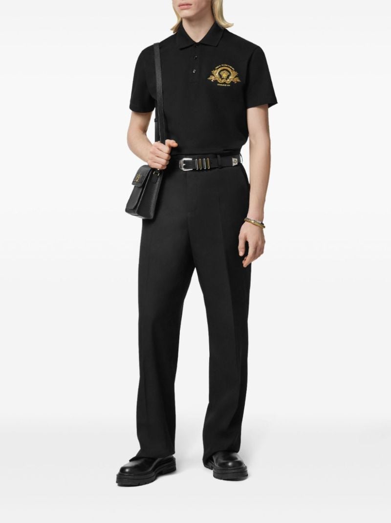 Black Coupe Blason-embroidered Cotton Polo Shirt