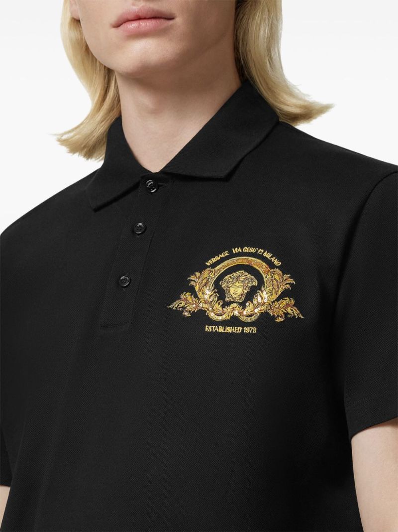 Black Coupe Blason-embroidered Cotton Polo Shirt