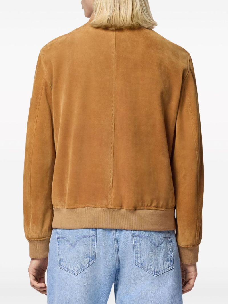 Brown Logo-debossed Suede Jacket