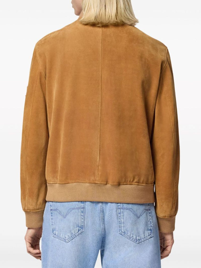 Brown Logo-debossed Suede Jacket