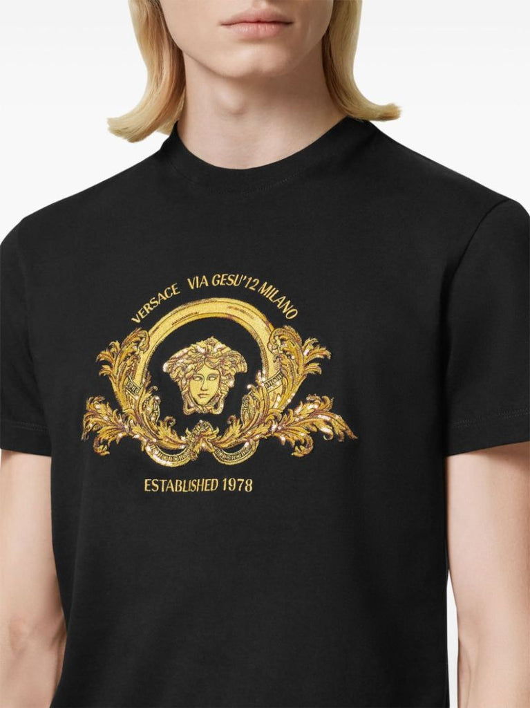 Black Coupe Blason-embroidered Cotton T-shirt