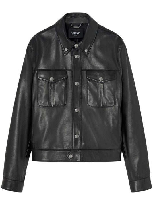 Black Single-breasted Leather Jacket