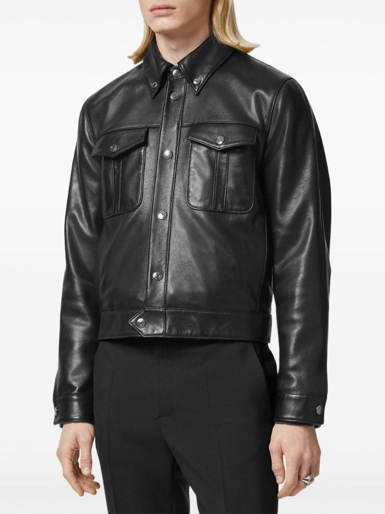 Black Single-breasted Leather Jacket
