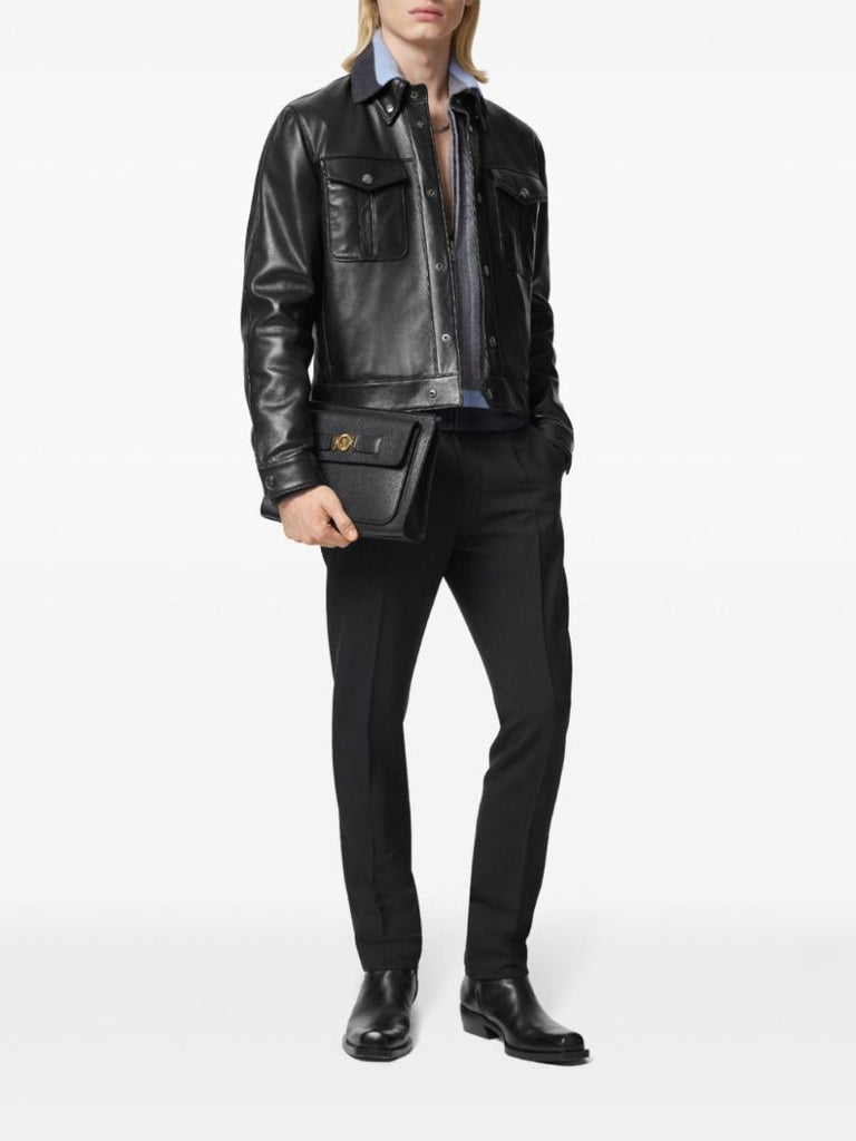 Black Single-breasted Leather Jacket
