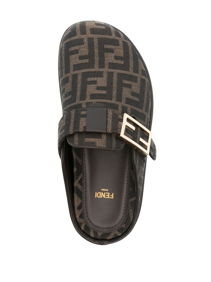 Brown Fendi Feel Canvas Sabots