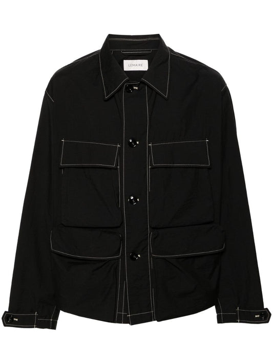 Black Light Field Contrast-stitching Shirt Jacket