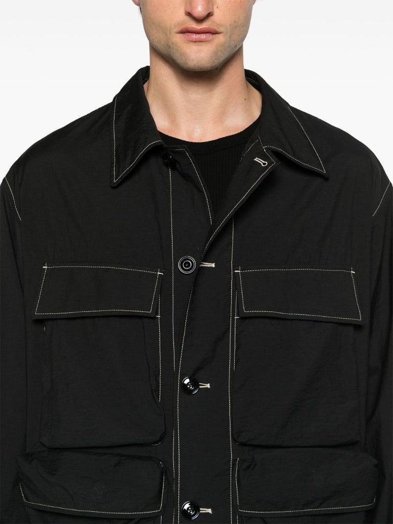 Black Light Field Contrast-stitching Shirt Jacket