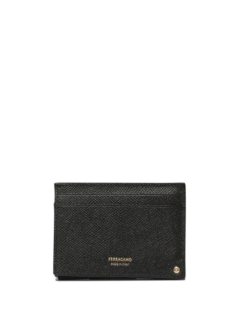 Black Gancini Leather Card Holder