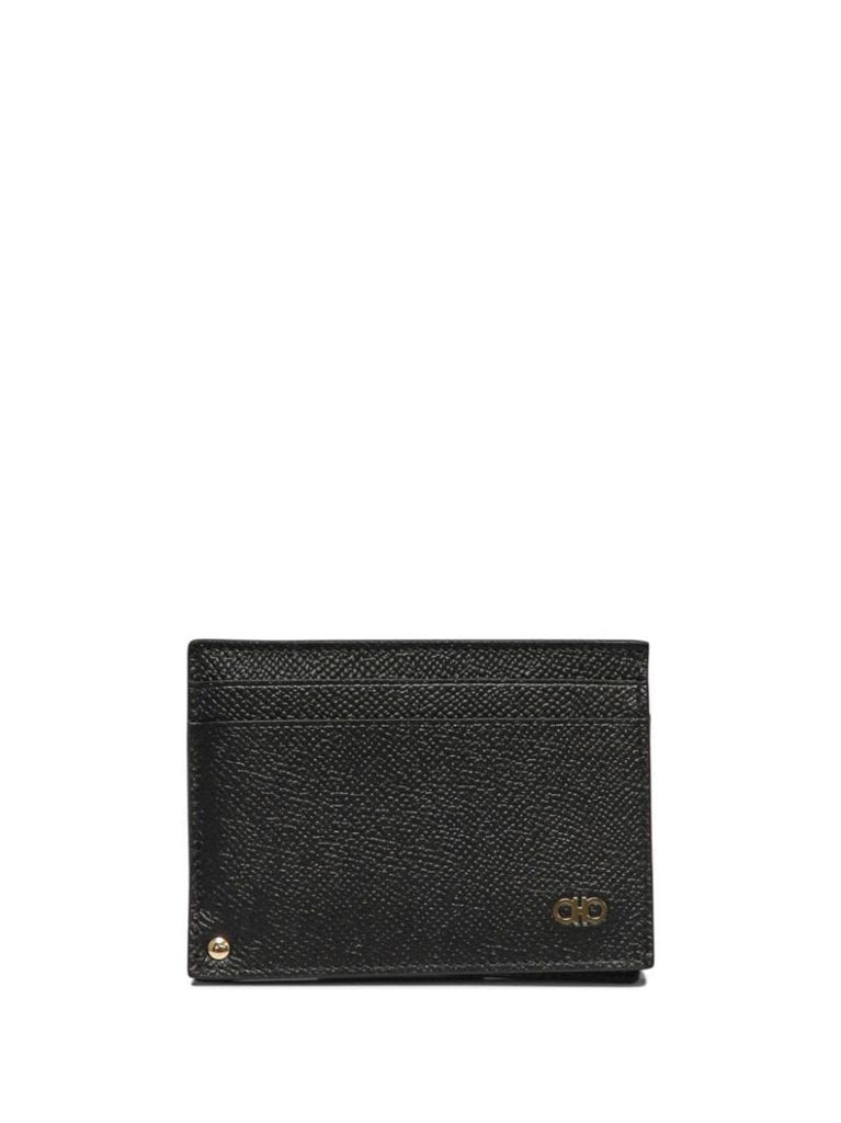 Black Gancini Leather Card Holder