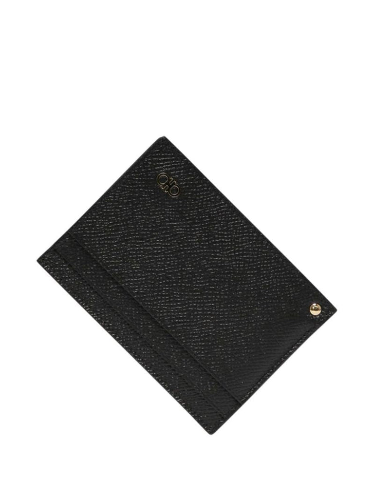 Black Gancini Leather Card Holder