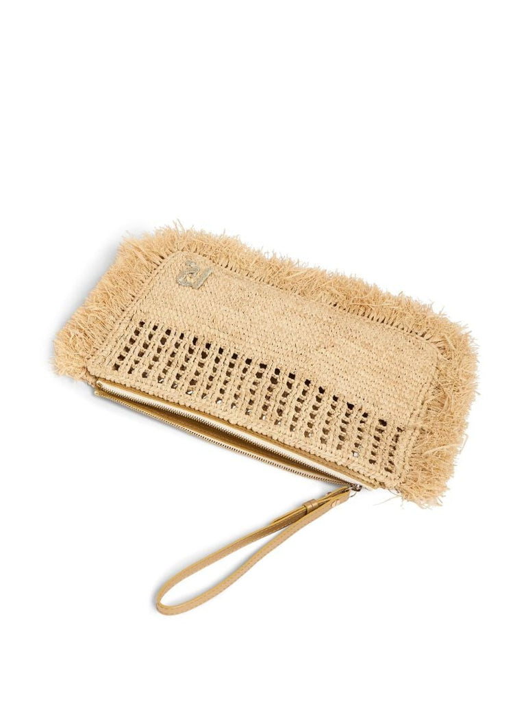 Neutral Raffia Clutch Bag