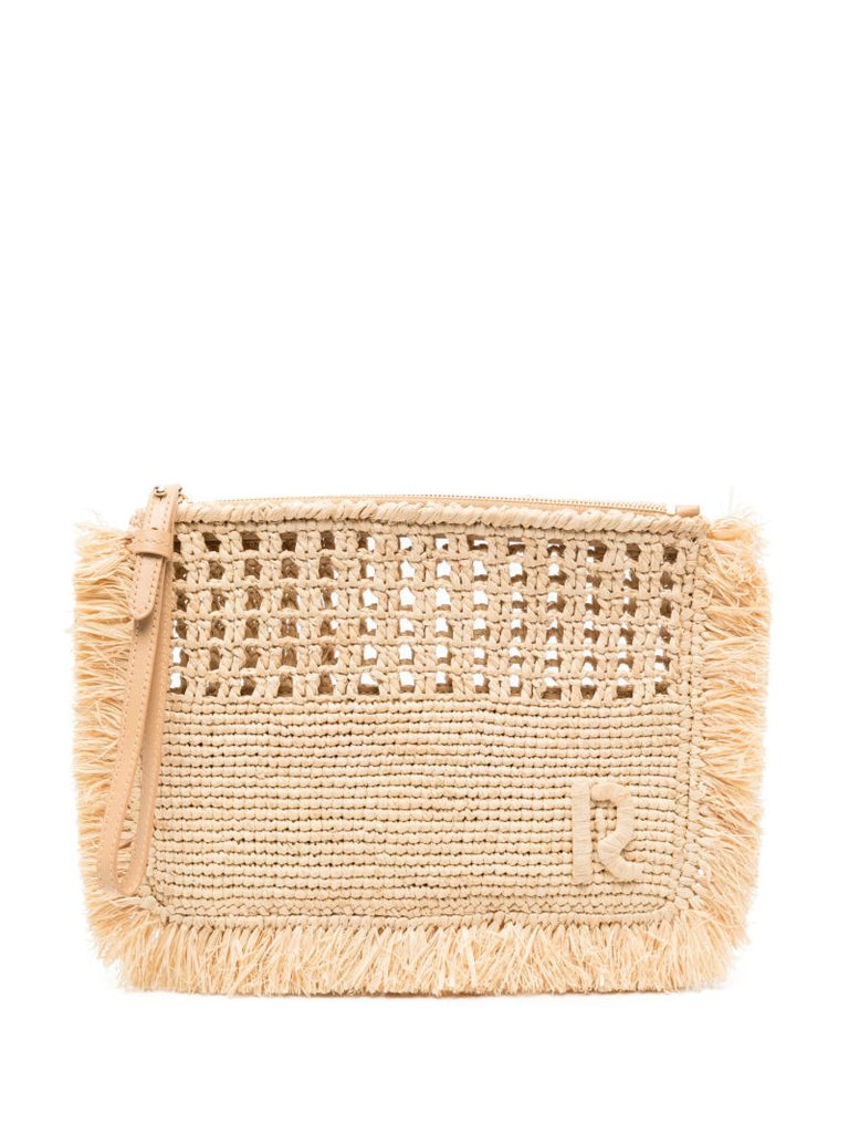 Neutral Raffia Clutch Bag