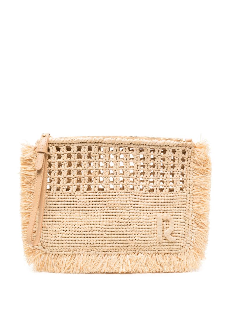 Neutral Raffia Clutch Bag