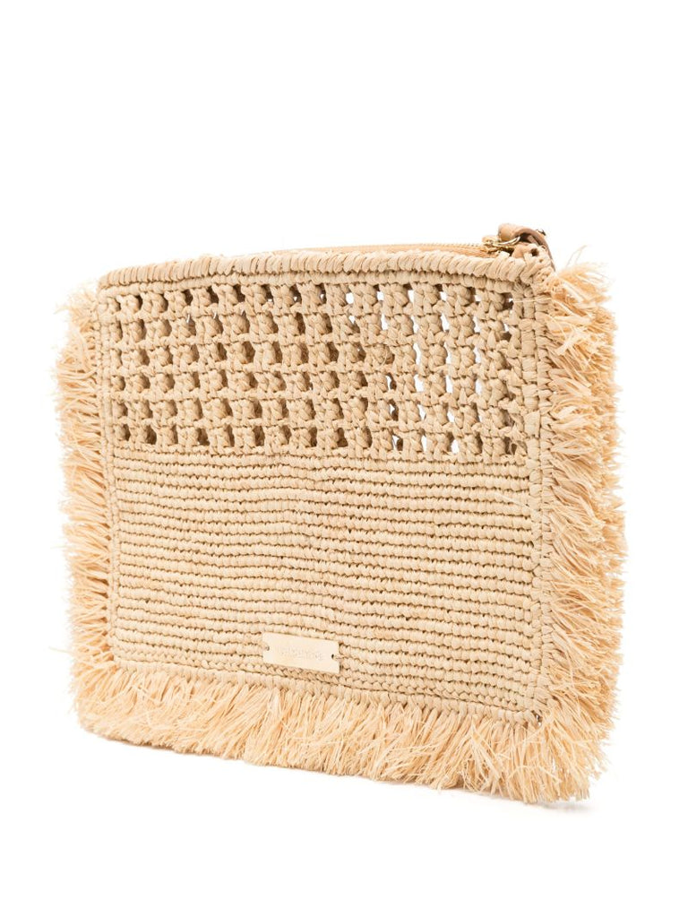 Neutral Raffia Clutch Bag