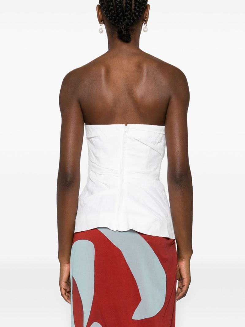 White Draped Linen Strapless Top