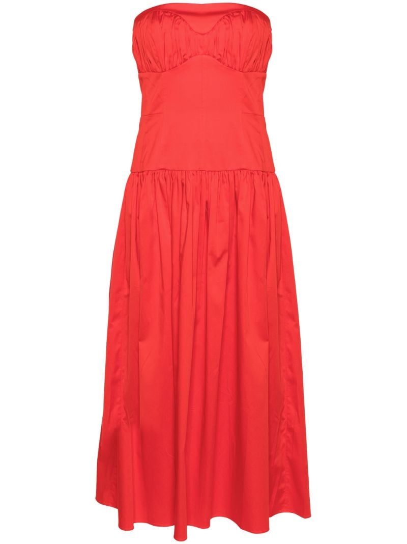 Cardinal Red Stretch Cotton Strapless Dress