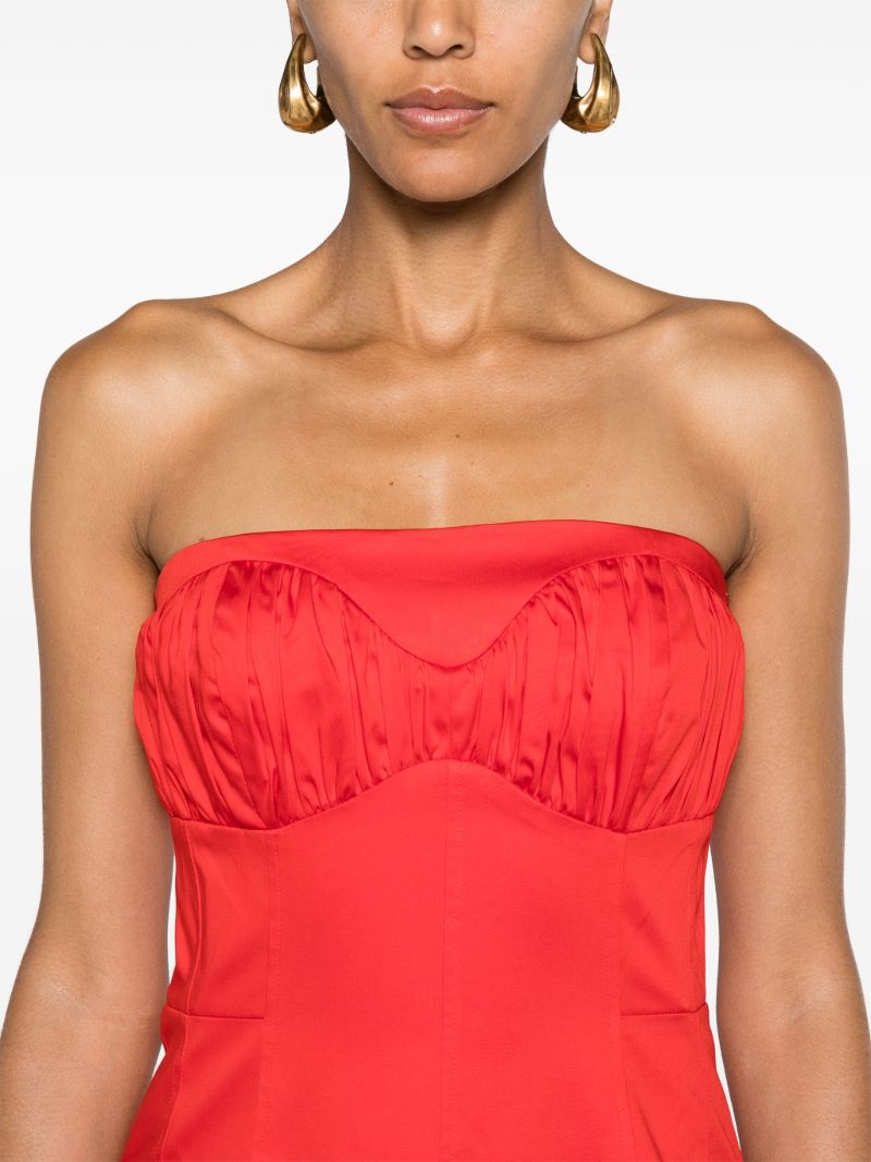 Cardinal Red Stretch Cotton Strapless Dress