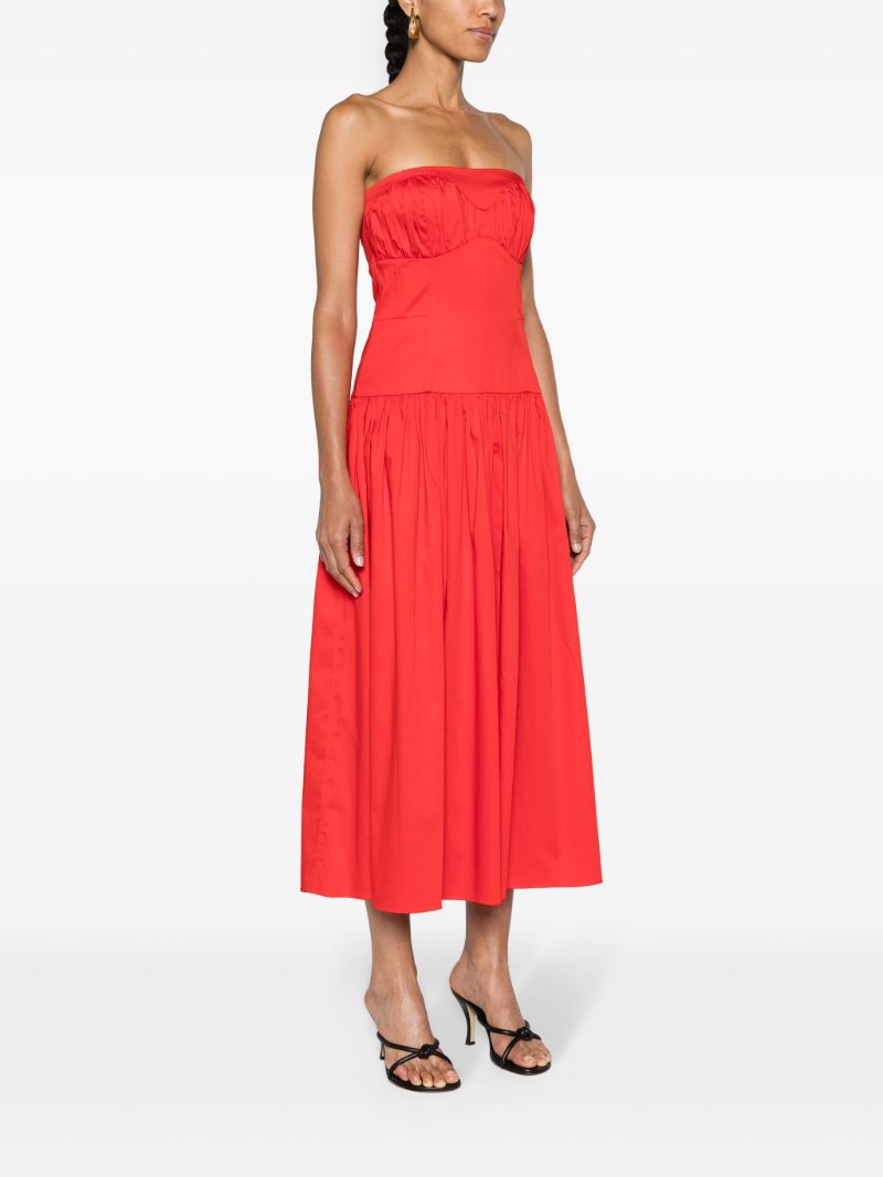 Cardinal Red Stretch Cotton Strapless Dress