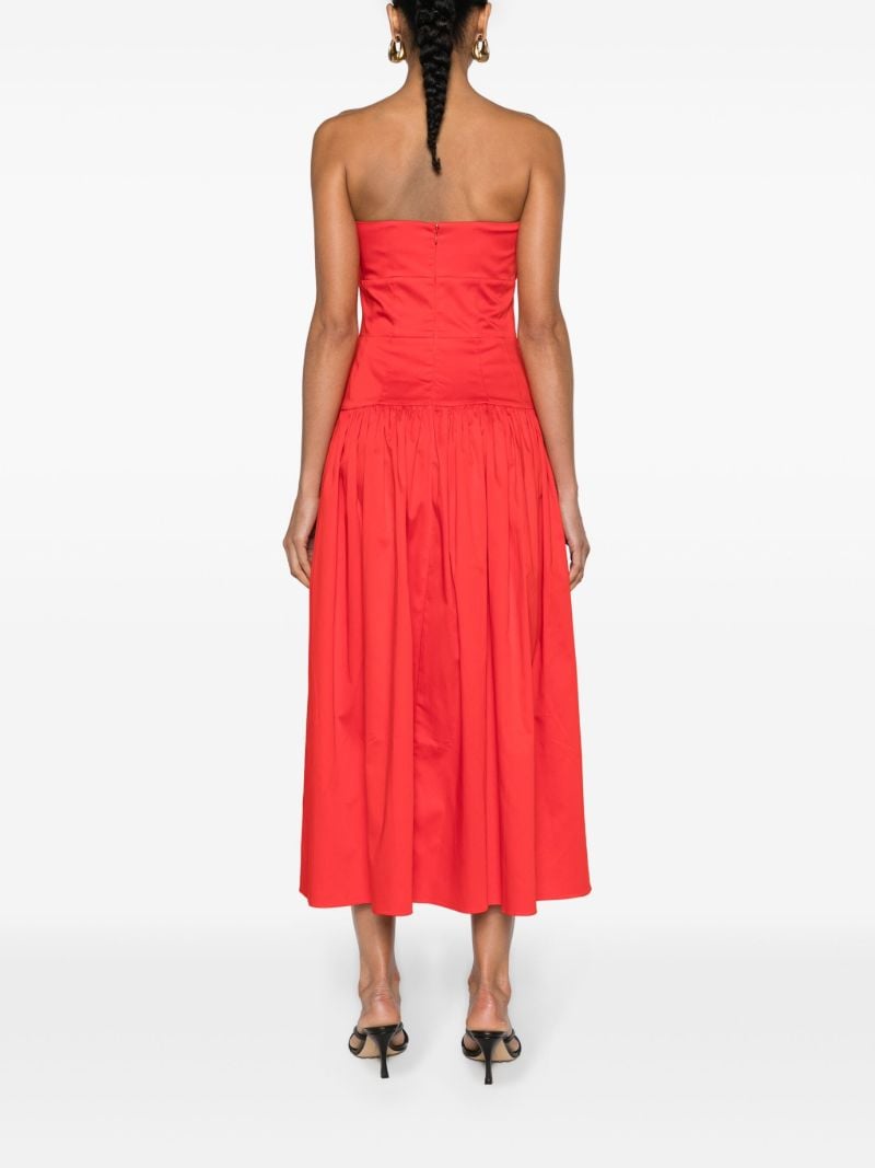 Cardinal Red Stretch Cotton Strapless Dress