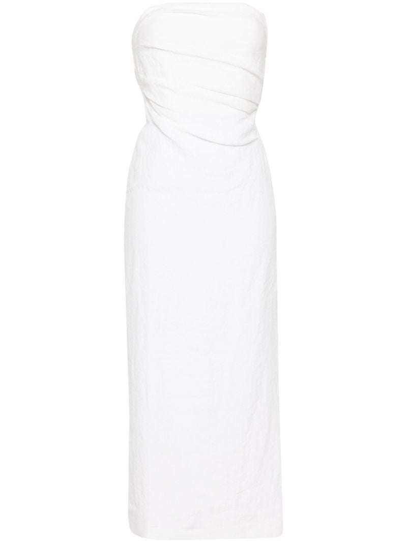 White Strapless Linen Maxi Dress