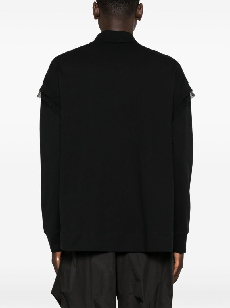 Black Crystal-embellished Cotton Polo Shirt
