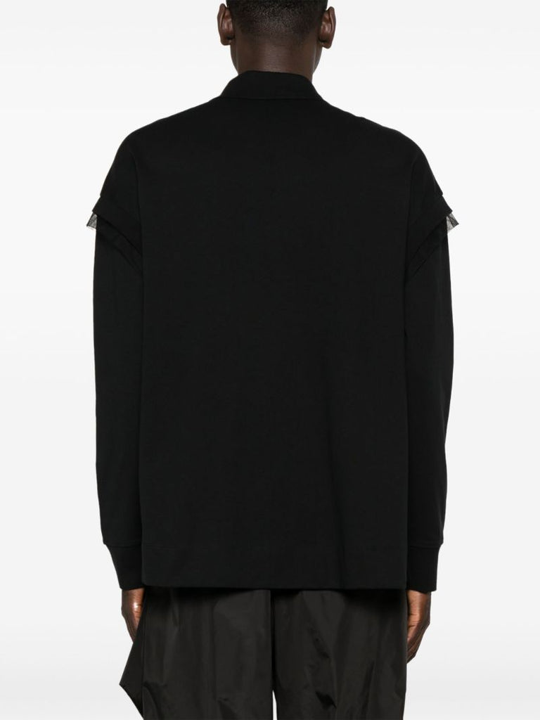 Black Crystal-embellished Cotton Polo Shirt