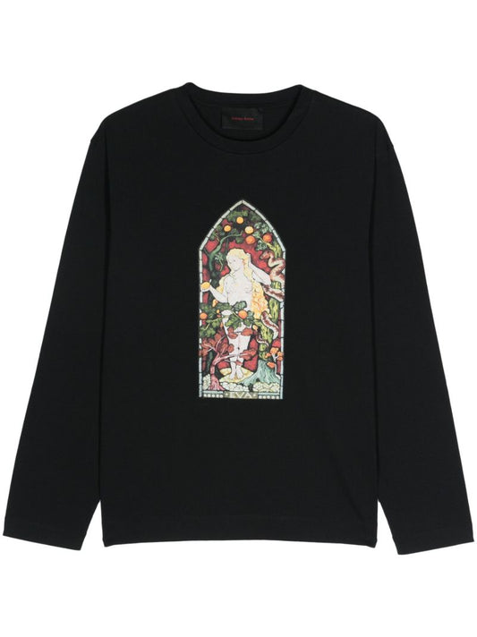 Black Graphic-print Cotton T-shirt