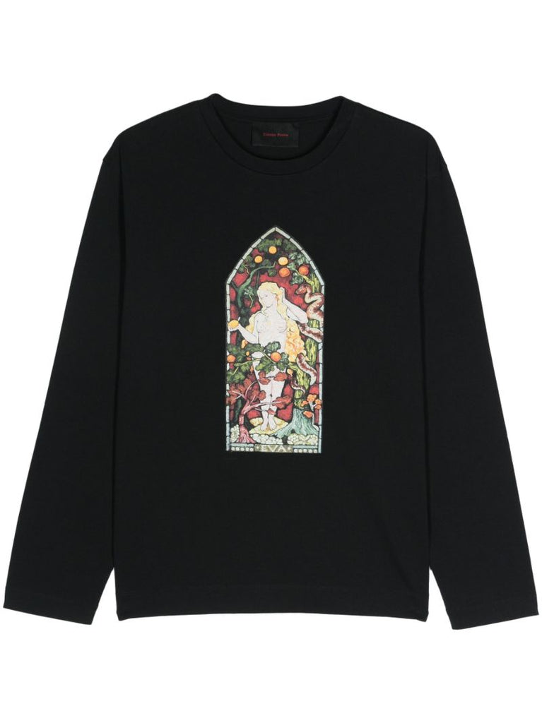 Black Graphic-print Cotton T-shirt
