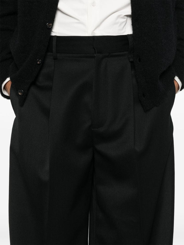 Black Pleated Wide-leg Trousers