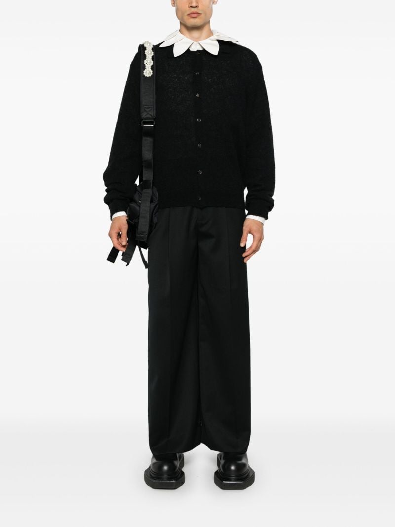 Black Pleated Wide-leg Trousers